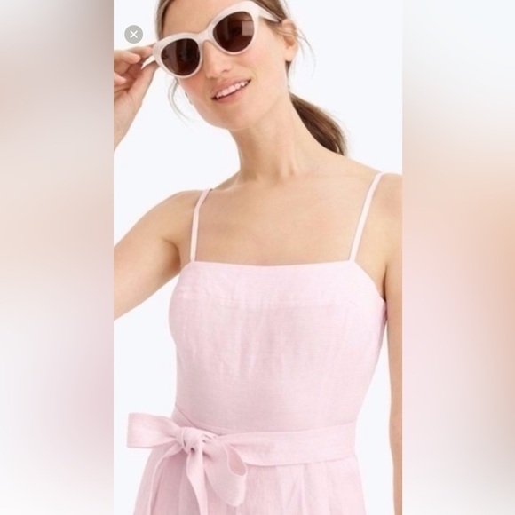 J.Crew SZ 12, spaghetti straps striped jumpsuit in beauchamps linen. - Picture 3 of 13